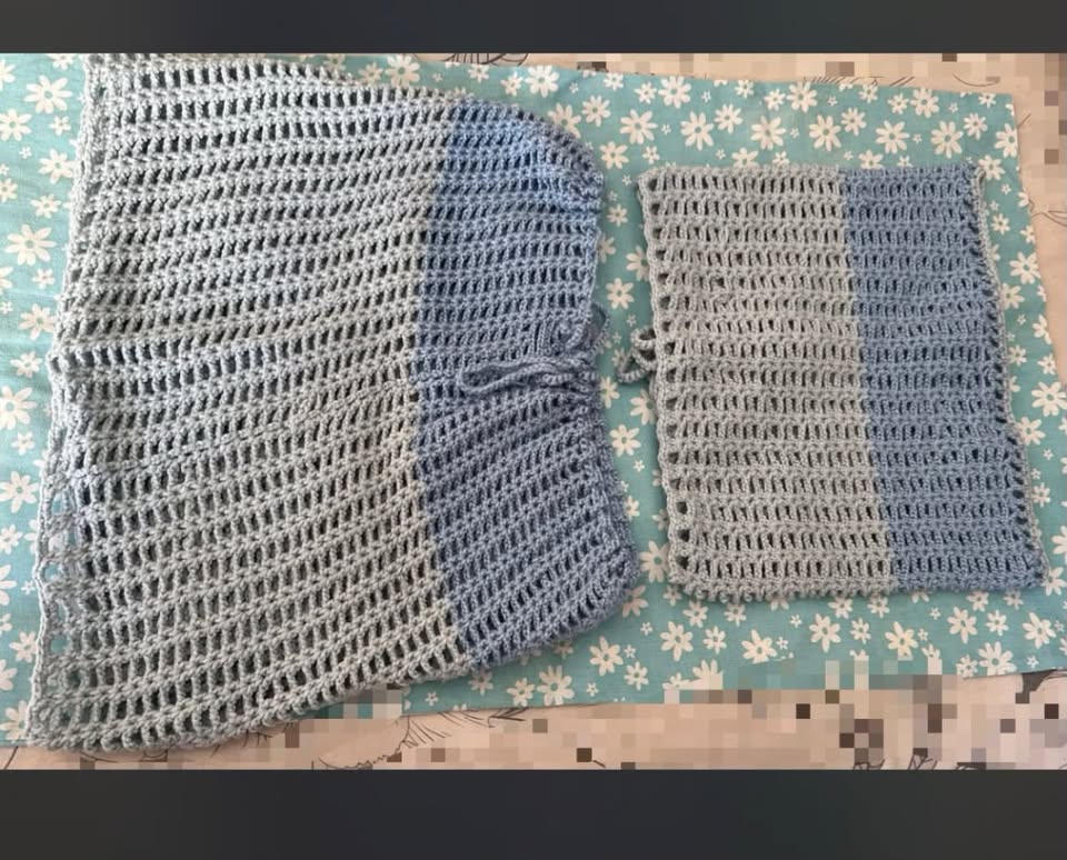 Haut Crochet Bicolore Bleu - Léger & Respirant ☁️